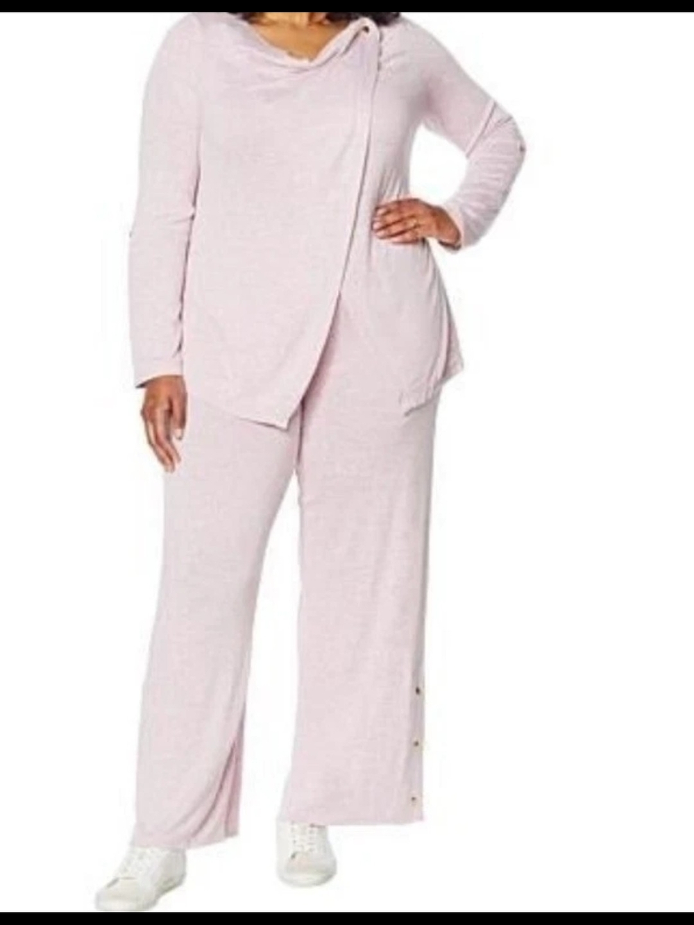 NWT IMAN Convertible CARDIGAN SET 2XP Super Soft Top And pants Pink Loungewear